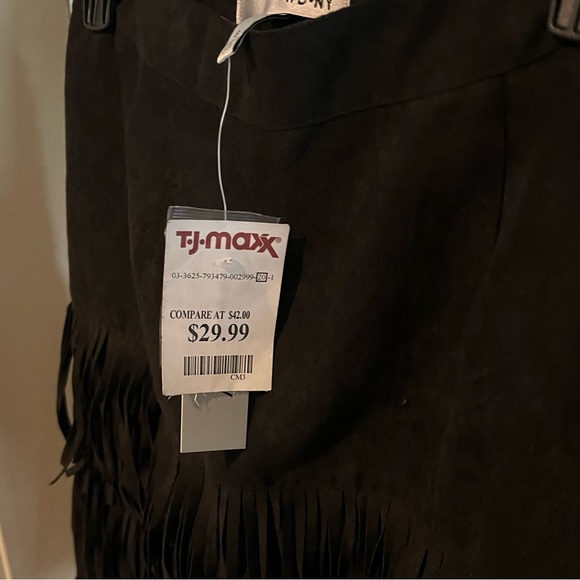 NWT Black Fringe Mini Skirt - Picture 2 of 3